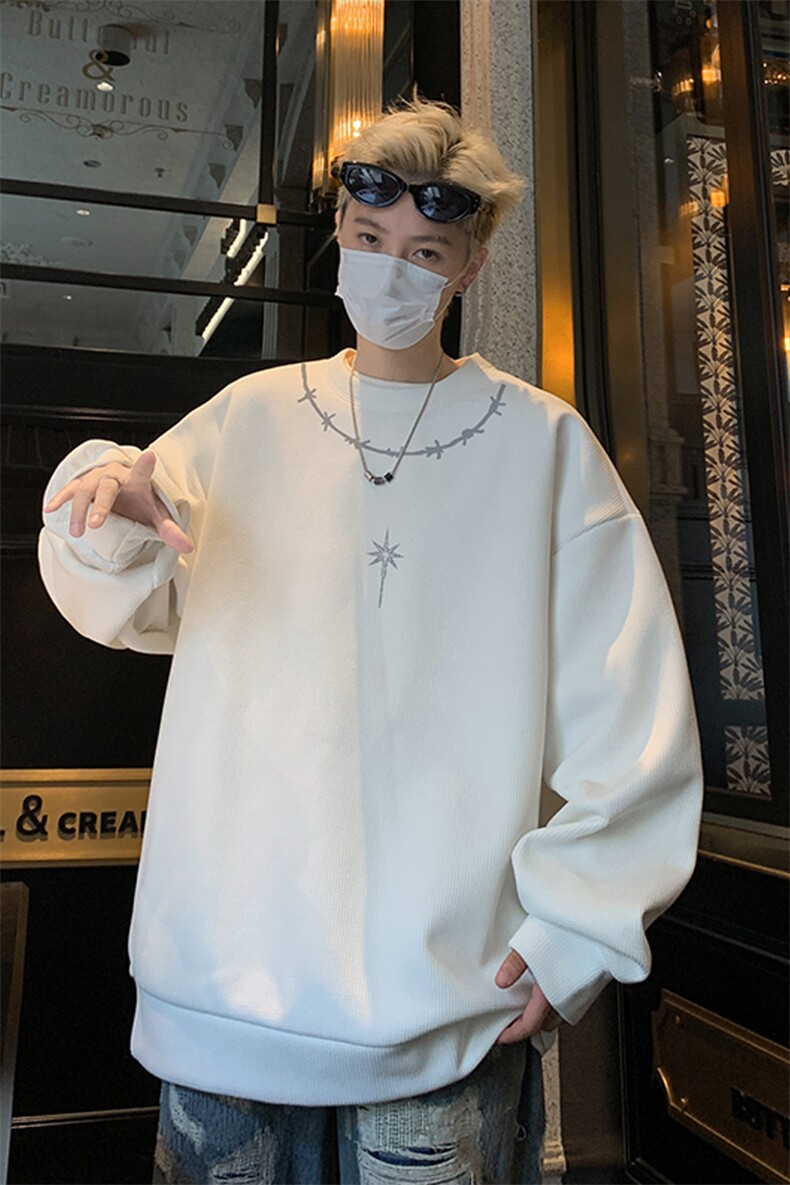 华夫格！华夫格上衣男圆领华夫格卫衣男大码长袖t恤男HY248-特P23,男装T恤,电商B367