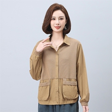 衬衫女宽松上衣时尚薄款短外套2025春秋季新款中年妈妈装休闲衬衣，女装衬衫，叶笙衣