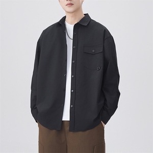 秋季纯色长袖工装衬衣男宽松落肩质感衬衫外套DSA157B-CS4503-P45图片