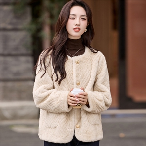 羊羔毛绒外套女秋冬2025新款高级感超好看轻奢小个子皮毛一体上衣图片