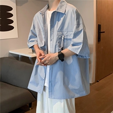 夏季新款衬衫潮流慵懒男方领衬衫W1260P35，男装衬衫，星座1116-2