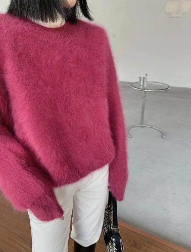 【现货】柔软舒适半高领宽松水貂毛毛衣，女装针织衫/毛衣，DVZ