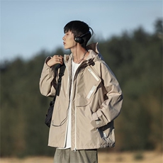 美式复古冲锋衣机能外套男女秋季情侣宽松工装连帽外套HC450-P65，男装夹克，星座1008-2