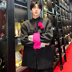 （图）2025春新款中式小立领手工订花撞色西服5022-P123，男装西服，星座910-5
