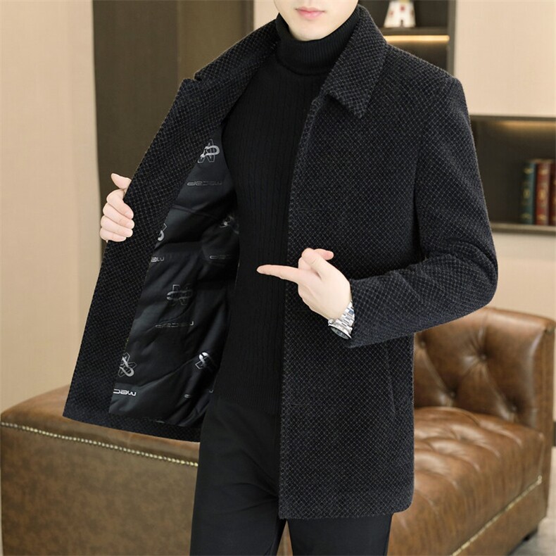 秋冬新款高品质毛呢大衣中长款鹅绒内胆外羽绒服男D228P220,男装羽绒服,电商B226-2（原B217-2）