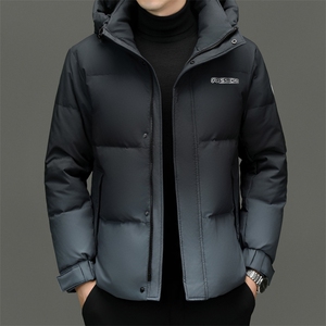 冬季男士羽绒服休闲潮青年鸭绒加绒加厚短款连帽面包服时尚男外套图片