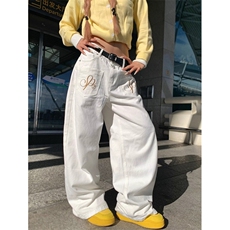 美式覆古字母翅膀刺绣直筒牛仔裤男女宽松休闲阔腿长裤KN35，男装牛仔裤，星座1116A（原606A-3）