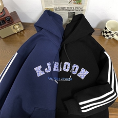 904-2-CD610-特P55控88秋装重磅5色织带格子贴布绣连帽卫衣宽松男，男装卫衣，星座904-2