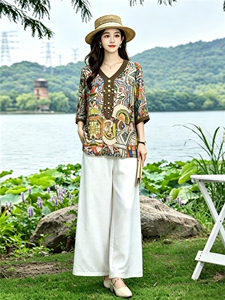 现货！天丝凉爽套装女夏季2026新款休闲慵懒松弛感时尚上衣阔腿图片