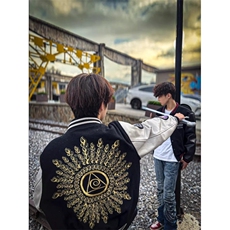 1506/QM4190/P66建旧子原创刺绣蓝调光明之眼棒球服秋冬外套，女装短外套，星座1506