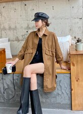 2021秋季新款九分袖风衣衬衫外套薄款连衣裙，女装风衣，微迪菲