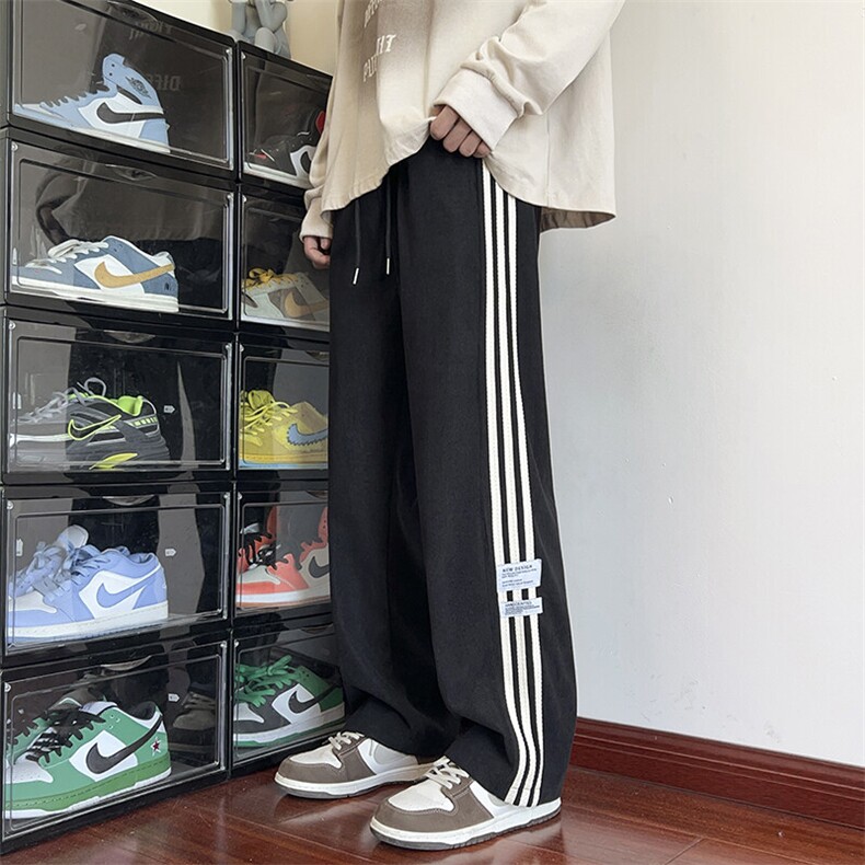 春季三条杠休闲裤男直筒宽松男士运动裤抽绳长裤A266-KZ916-P50，男装休闲裤，电商A266