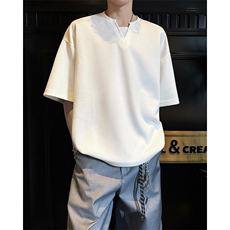8XL-M特大码短袖男假两件五分袖高品质空气层宽松上衣DX321P35，男装T恤，电商D206-1