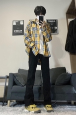 自家图主推货足大码黑色毛边微喇黄泥牛仔裤直筒裤K10-P50，男装牛仔裤，星座205