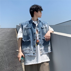 F472P45秋装马甲牛仔外套时尚潮流男装个性休闲欧美，男装工装外套，星座512-6