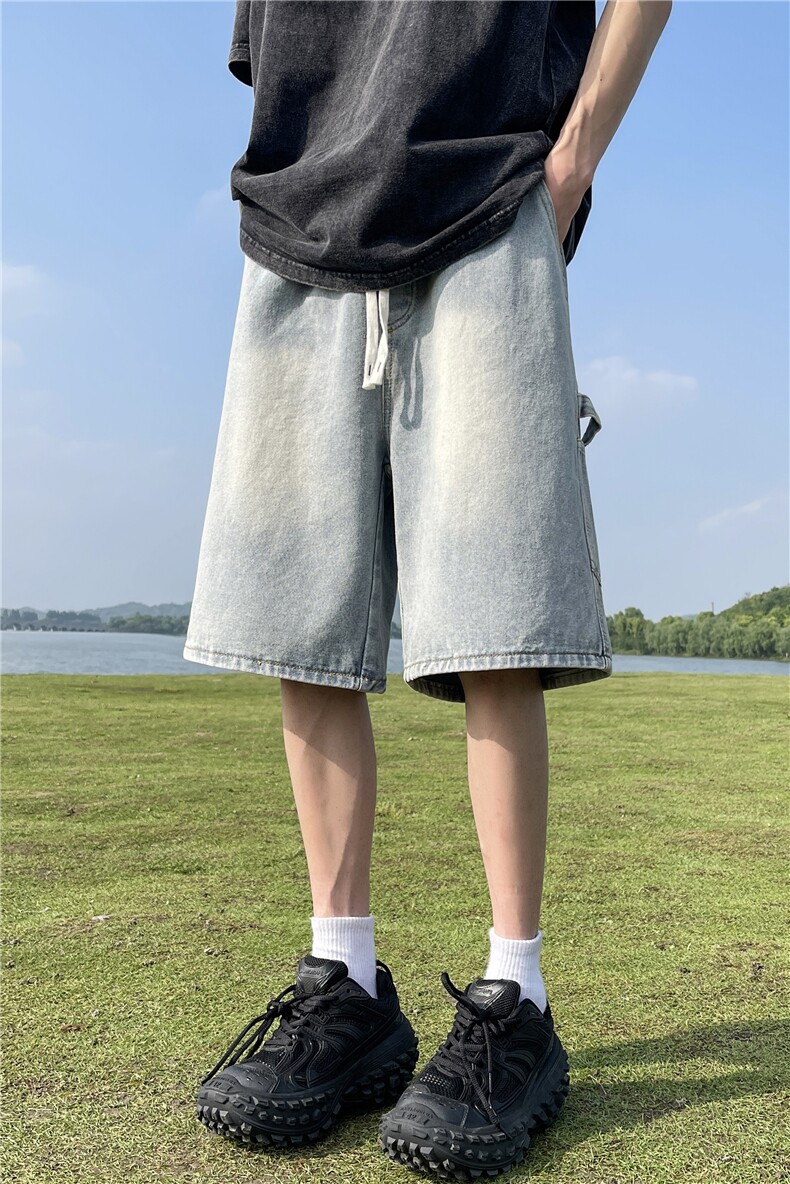 美式高街工装牛仔短裤A451特P35控55,男装牛仔裤,电商A309
