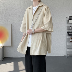 8XL-M亚麻短袖衬衫男夏薄款宽松休闲百搭大码半袖衬衣DC28002P50图片