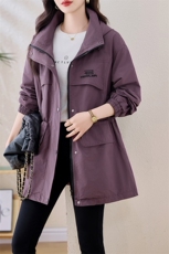 风衣女中长款2025新款宽松显瘦收腰减龄连帽休闲早春外套女春秋款，女装风衣，依万里