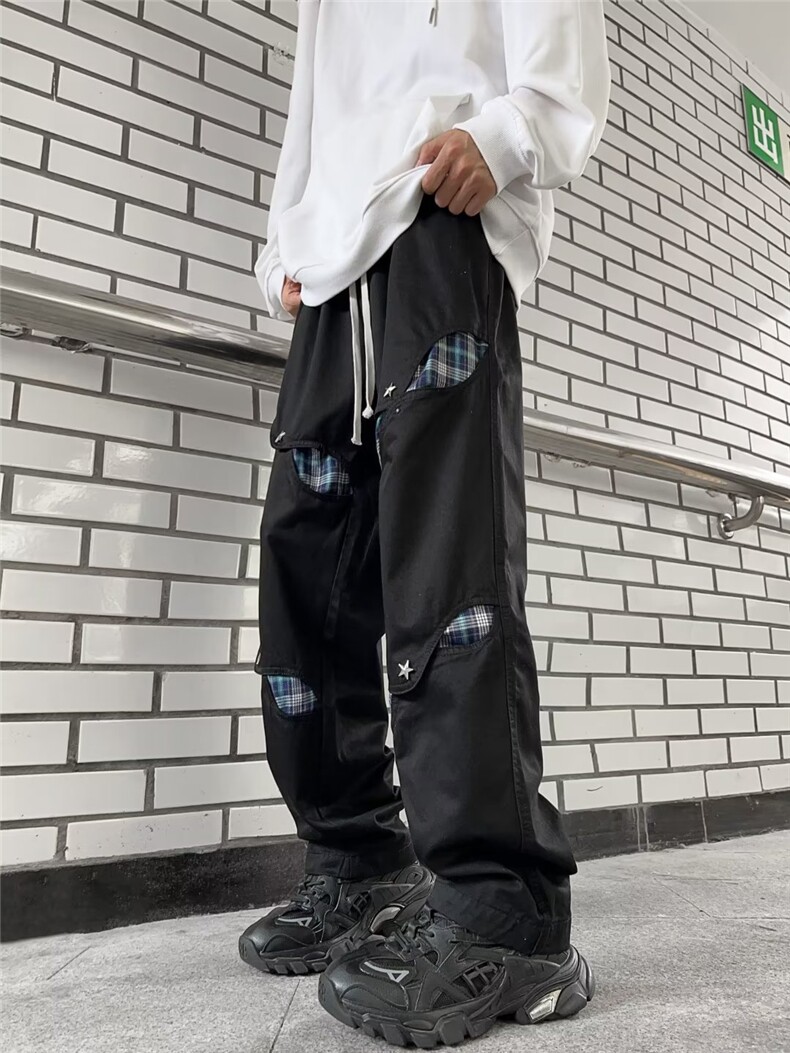 美式春秋新款潮牌嘻哈镂空休闲裤男女同款工装长裤子DH943-P50,男装休闲裤,星座1109-3