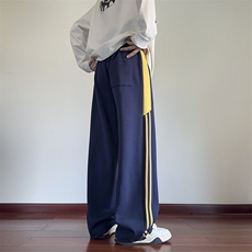 秋季新款美式潮流运动拼接条纹织带宽松卫裤B315-K159-特p40控78，男装休闲裤，电商B315