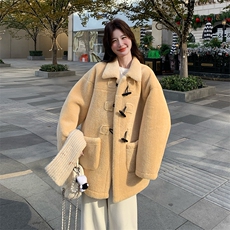 皮毛一体冬季加厚外套女2024冬新款上衣高端宽松小香风韩系羊羔毛，女装毛呢外套，2C113