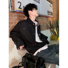 外套男潮高级感秋冬季痞帅穿搭美式复古黑色垫肩棉服J3369，男装棉衣，星座1116A（原606A-3）