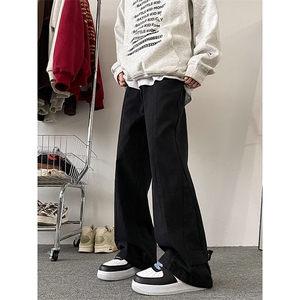 美式高街vibe风牛仔裤男女设计感hiphop直筒宽松阔腿裤31188-p45图片