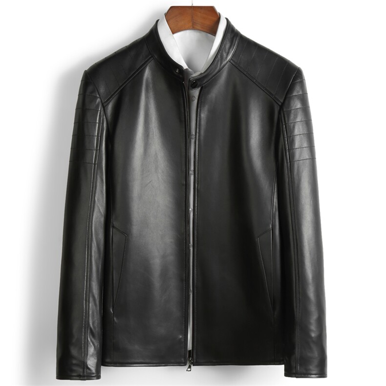 L12A19176男士皮衣夹克外套立领修身短款真皮绵羊皮机车皮衣P450，男装皮衣，电商B360