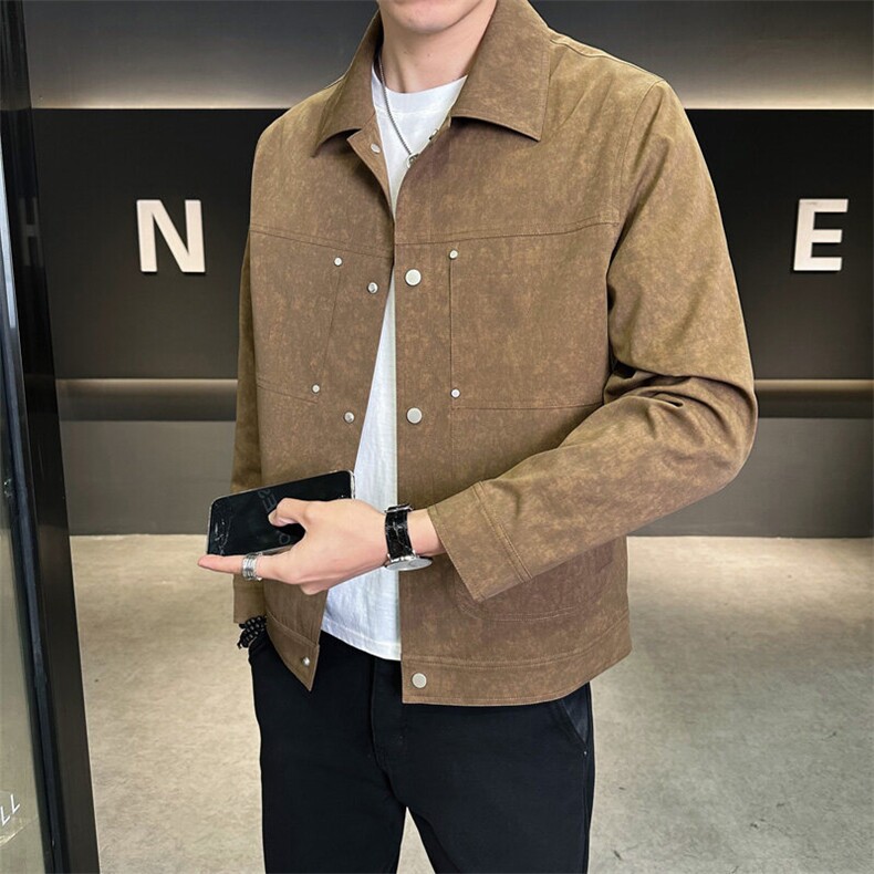 翻领夹克男贴标简约时尚上衣百搭衬衫外套DS-A329-JK5088-P95，男装夹克，电商A329