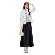 主推现货重工艺新款新中式春夏提花刺绣设计感时尚气质减龄两件套，女装套装/套裙，韩美纤衣