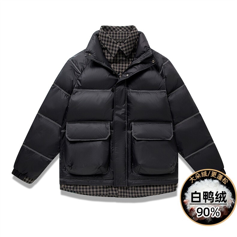 M-8XL冬季大码90白鸭绒假两件羽绒服面包服Y2379-P215-230  控298图片