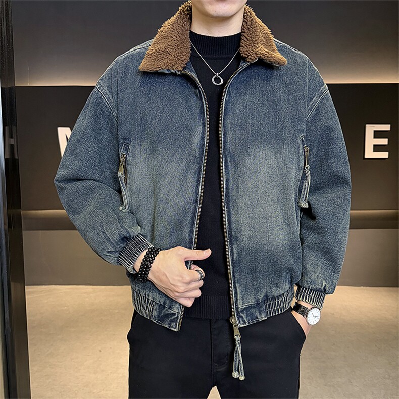 潮牌字母压花加绒加厚牛仔外套男冬装休闲男夹克B317/J619/P175,男装工装外套,电商B317