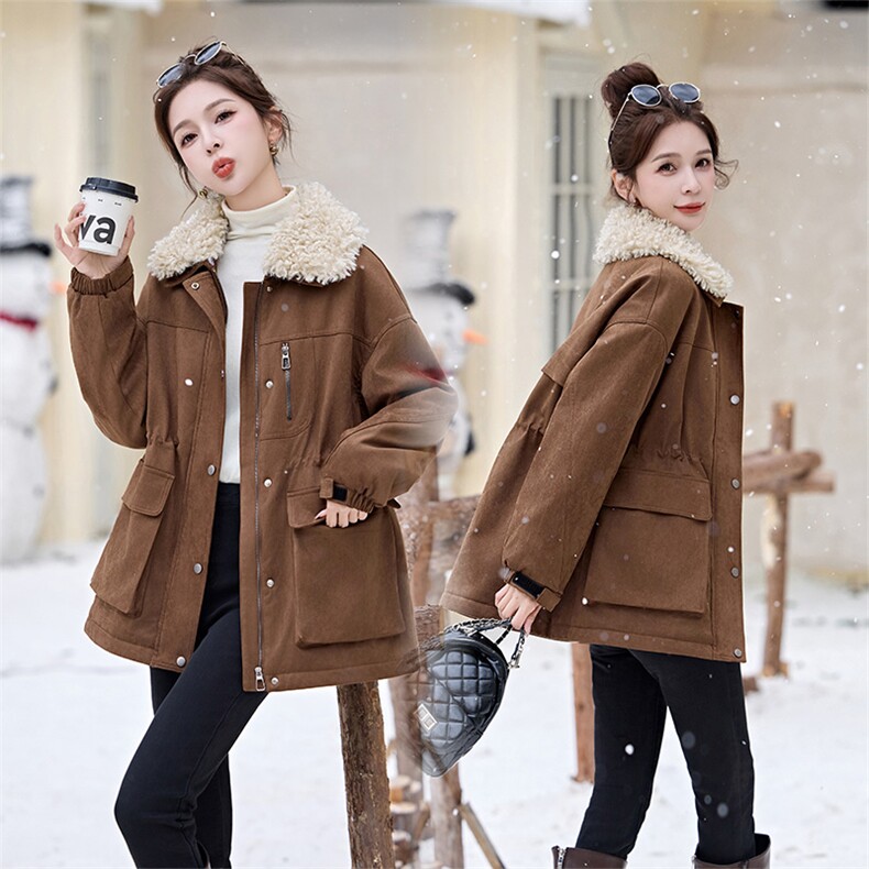 现货25冬麂皮绒加厚毛毛派克服保暖衣珂纱朗2D044-816-P215-K325,女装派克服,衣珂纱朗