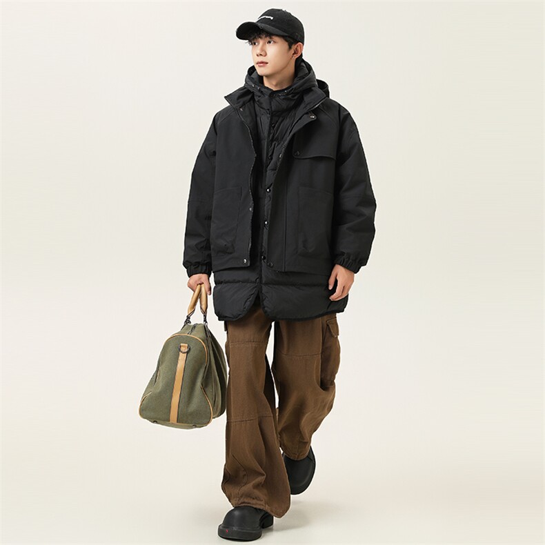 2025冬季新款男日系潮牌白鸭绒三合一羽绒服加厚外套YR76-F375，男装羽绒服，电商A101（原外27）