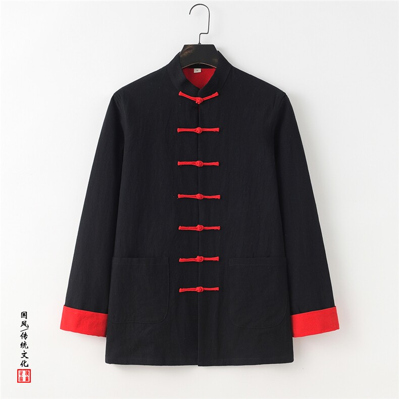 风春秋新款棉麻复古盘口长袖外套中式唐装，男装民族服装，星座217-5