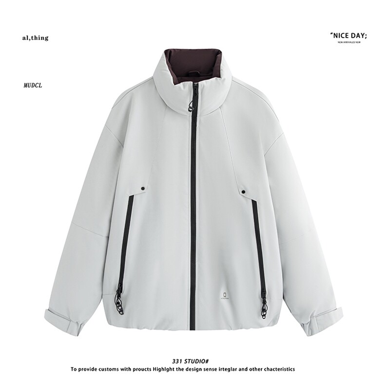 平铺~新标90白鸭绒冬季冲锋衣立领拼色羽绒服E100/P268,男装夹克,电商B331
