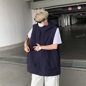 F274-P48 2024新款机能坎肩连帽马甲男夏季潮牌百搭工装背心 现货图片