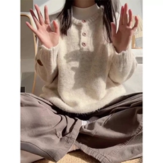 网图有货亨利领毛衣男女秋冬慵懒复古休闲针织毛衣上衣A1202-P58，男装针织衫/毛衣，星座1505