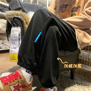 XZ616 冬季新款加绒加厚摇粒绒贴标休闲裤 TY440 P65控78图片