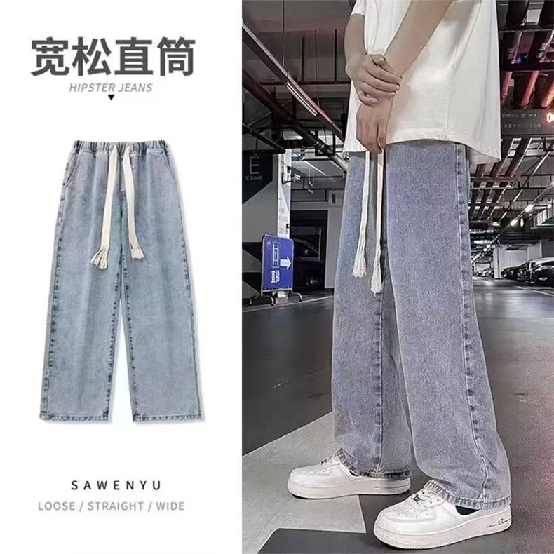 牛仔裤男秋季潮大码休闲裤子高街B035P30图片