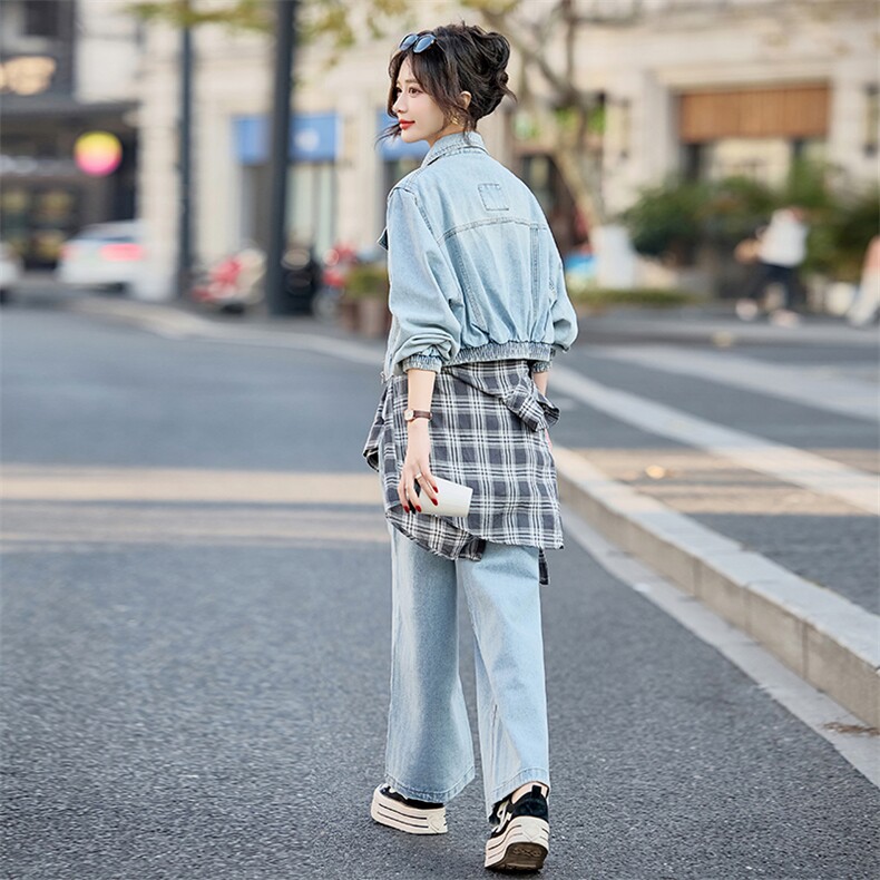 2025年春季新款牛仔套装两件套气质休闲通勤套装女,女装套装/套裙,1C080