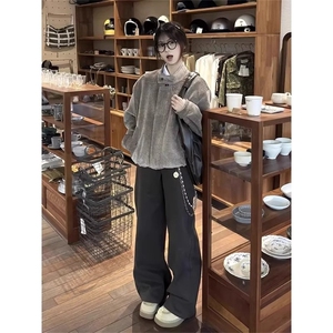 潮牌花卉刺绣外套男2025秋季新品翻领情侣复古百搭卫衣工装夹克图片