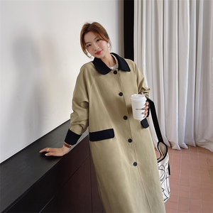 大量现货主推拼色长款风衣外套669-P155-K218图片
