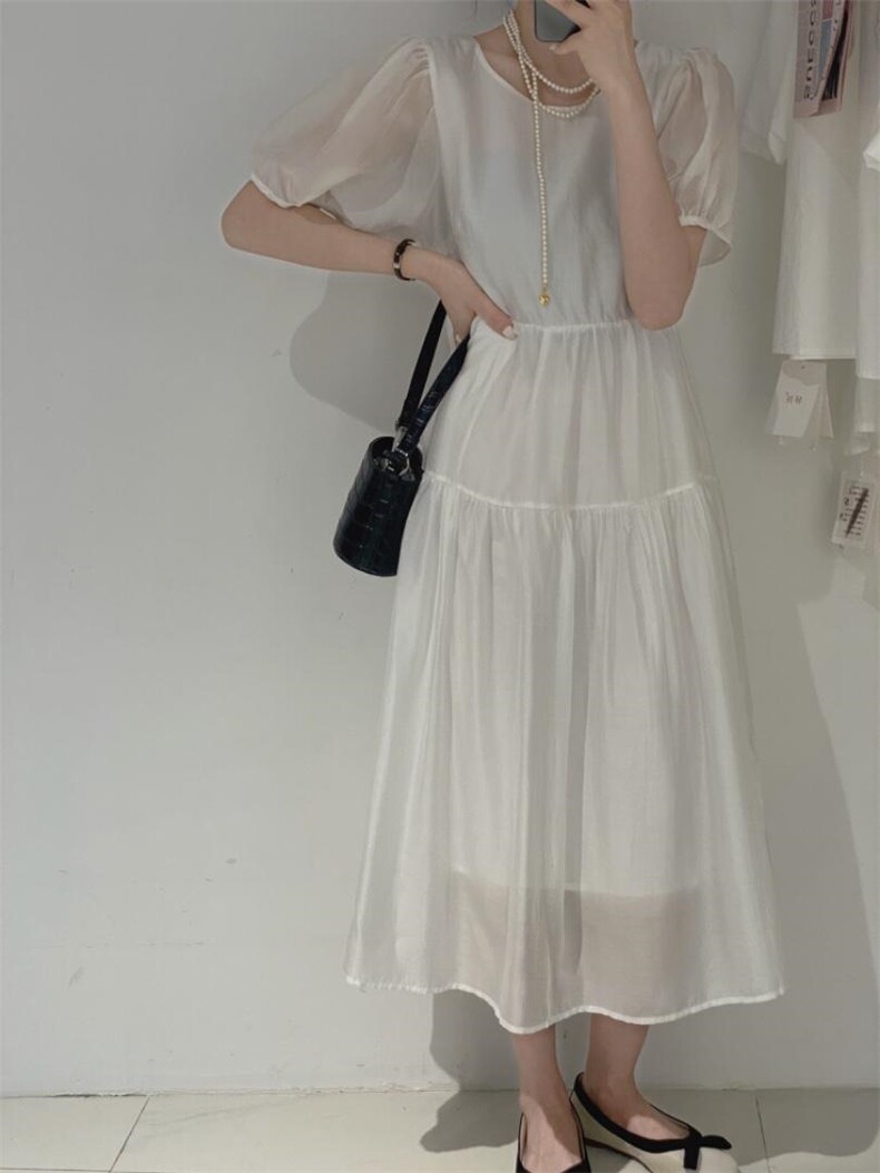 后背系带连衣裙，女装连衣裙，驿谷