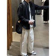 长袖立领仿麻休闲衬衫1302-GC67-P40控68成分100棉，男装衬衫，星座1302