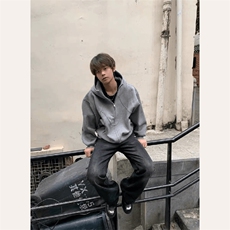 抖音得物高品质二开26春装美式高街重磅结构高领连帽卫衣外套W62，女装短外套，电商A486
