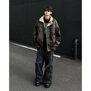 冬季2026新款棉衣外套男夹克宽松加厚保暖羊羔毛皮毛一体棉服D823图片
