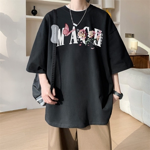 图案已注册夏季新款潮牌印花短袖T恤男潮宽松半袖打底衫D035/P25图片
