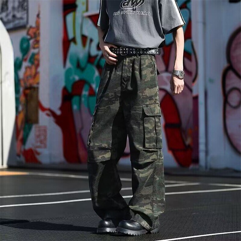 迷彩色工装裤男女韩版潮流大口袋帅气2026夏季ins长裤K6219-P49图片