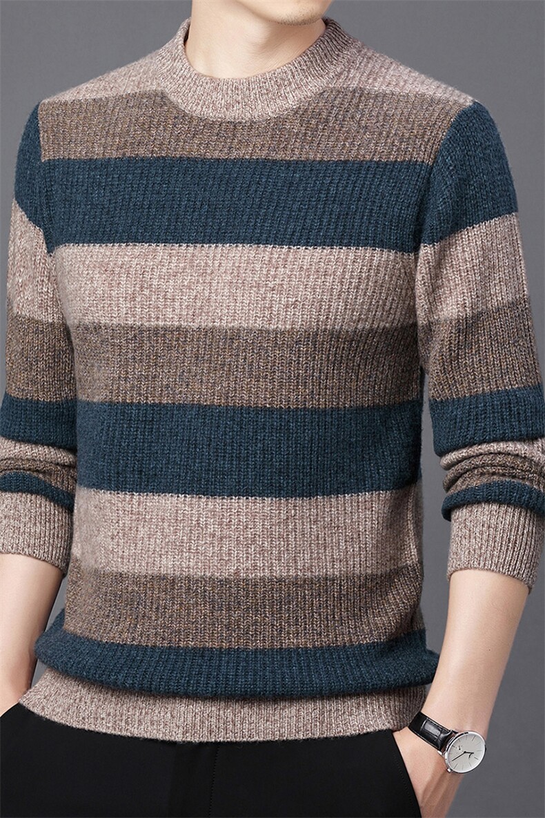 CM61017钱塘2020-2中年男士条纹百搭冬季厚款新款羊毛衫P160,男装针织衫/毛衣,钱塘207-2